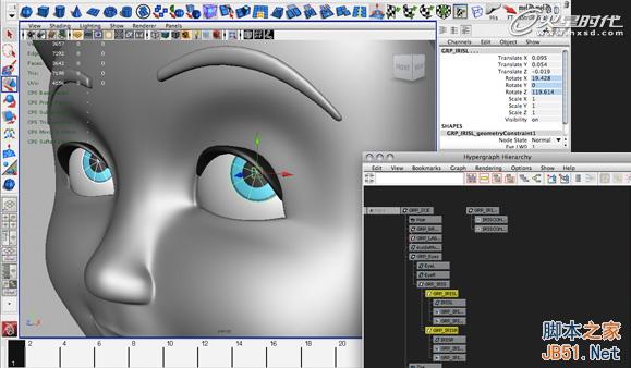 使用Maya的约束控制眼球 脚本之家 MAYA动画教程