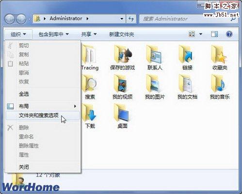 文件夹和搜索选项