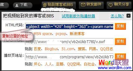 复制网络视频的地址