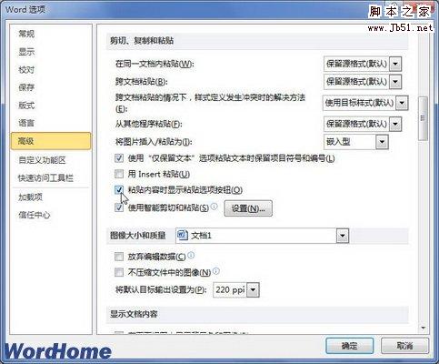 粘贴内容时显示粘贴选项按钮