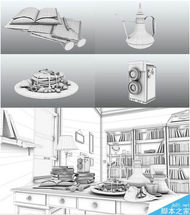 MAYA打造复古风书房一角 脚本之家 MAYA渲染教程