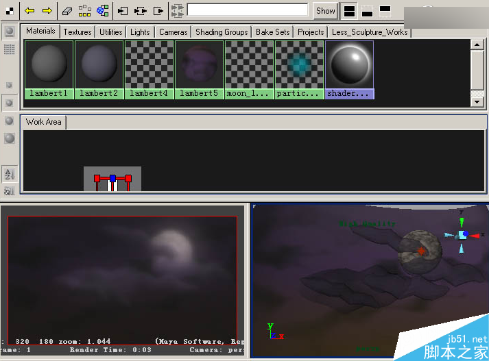 MAYA渲染出乌云里的月亮 脚本之家 MAYA渲染教程