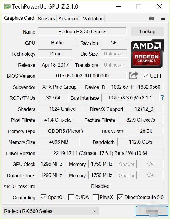 XFX RX560 黑狼版评测 XFX RX560 黑狼版评测