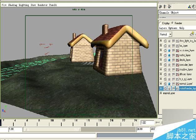 MAYA渲染教程 MAYA出渲染幽静的乡村夜色 脚本之家 MAYA材质灯光