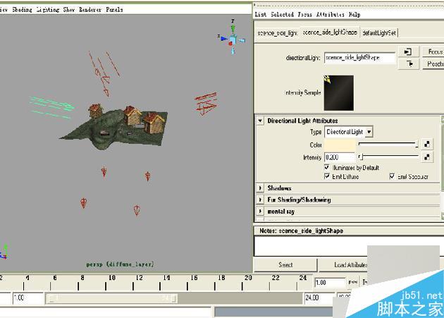 MAYA渲染教程 MAYA出渲染幽静的乡村夜色 脚本之家 MAYA材质灯光