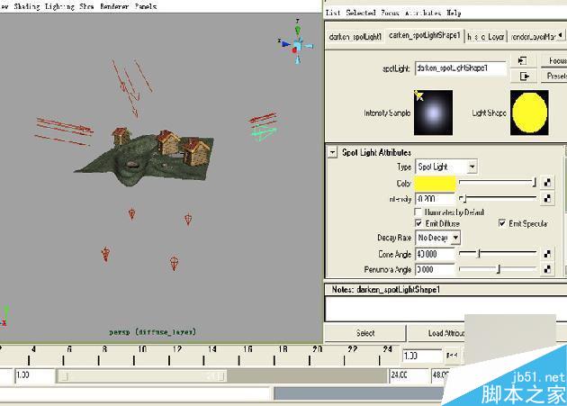 MAYA渲染教程 MAYA出渲染幽静的乡村夜色 脚本之家 MAYA材质灯光