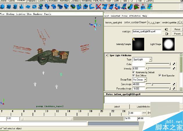 MAYA渲染教程 MAYA出渲染幽静的乡村夜色 脚本之家 MAYA材质灯光