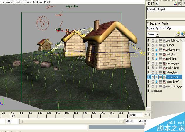 MAYA渲染教程 MAYA出渲染幽静的乡村夜色 脚本之家 MAYA材质灯光