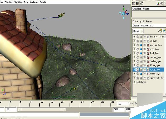 MAYA渲染教程 MAYA出渲染幽静的乡村夜色 脚本之家 MAYA材质灯光
