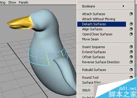 MAYA nurbs无缝建模打造一只企鹅 脚本之家 MAYA建模教程