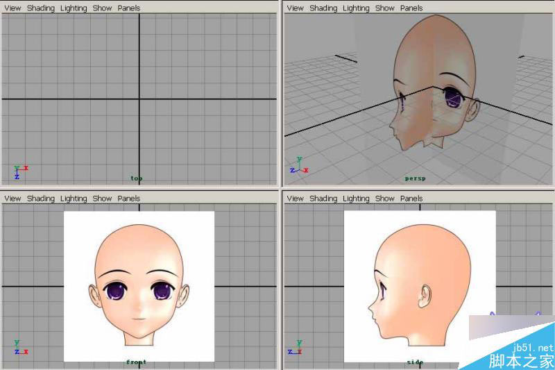maya 建模教程 卡通人头简单建模 脚本之家 MAYA建模教程