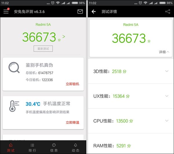 红米5A跑分多少？红米5A安兔兔跑分性能图文评测 