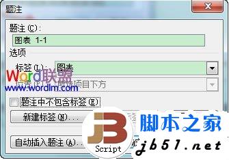 题注设置对话框