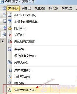 选择将WPS文件输出为PDF格式
