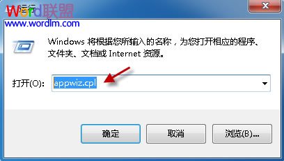 输入appwiz.cpl