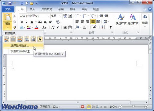 在Word2010中选择性粘贴嵌入数据对象 三联