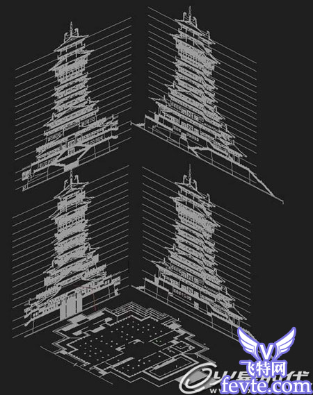 autocaf打造典雅别致的古代楼阁 脚本之家 cad教程