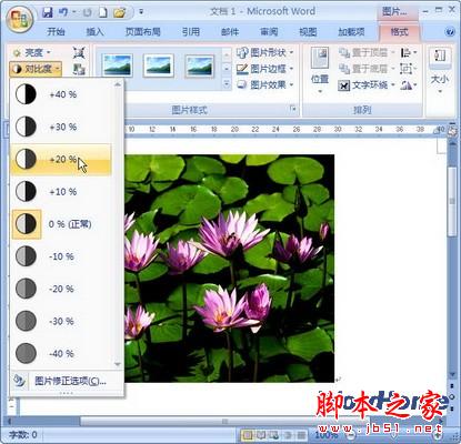 Word 2007技巧：设置图片对比度 三联