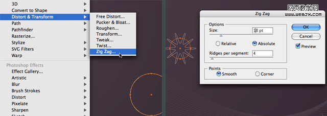 Using the Distort Zig Zag Effect