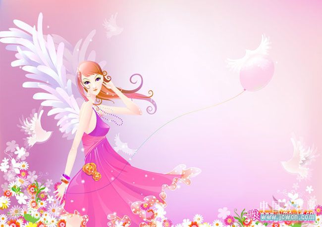 Illustrator教程:制作漂亮插画花季的天使-脚本之家