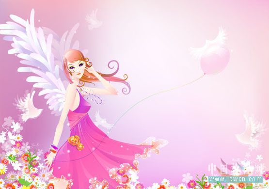 Illustrator教程:制作漂亮插画花季的天使-脚本之家