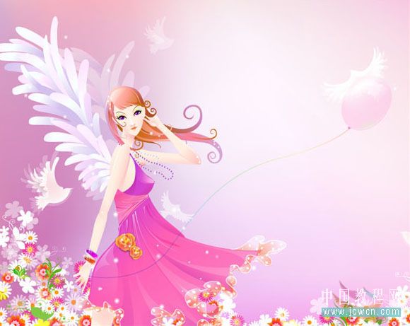 Illustrator教程:制作漂亮插画花季的天使-脚本之家