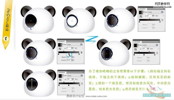 Illustrator形状工具绘制可爱的熊猫头像_脚本之家