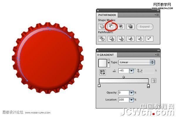 Illustrator CS4教程:绘制矢量瓶盖_脚本之家