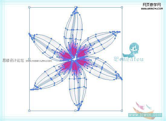 Illustrator教程:绘制梦幻的白色花朵_脚本之家