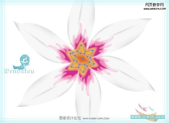 Illustrator教程:绘制梦幻的白色花朵_脚本之家