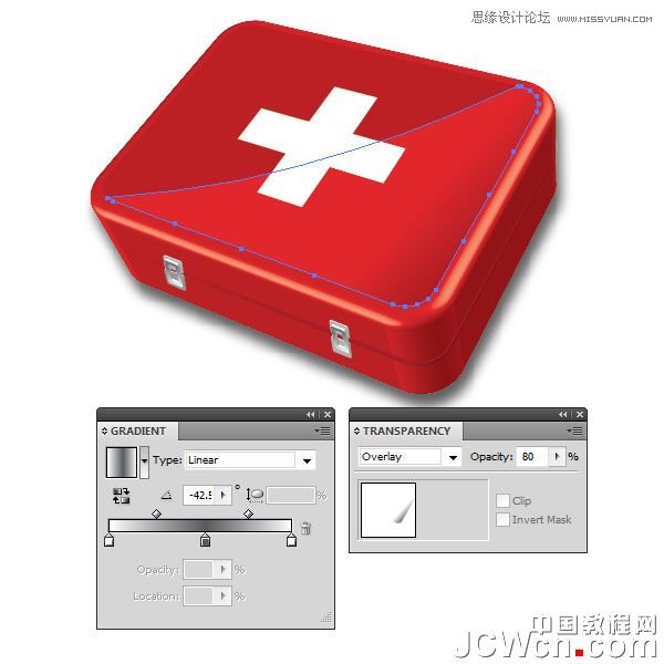 Illustrator实例教程:绘制逼真精美的医药箱图标_jb51.com