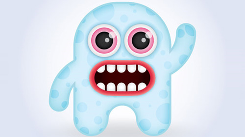create a cute baby monster character in illustrator