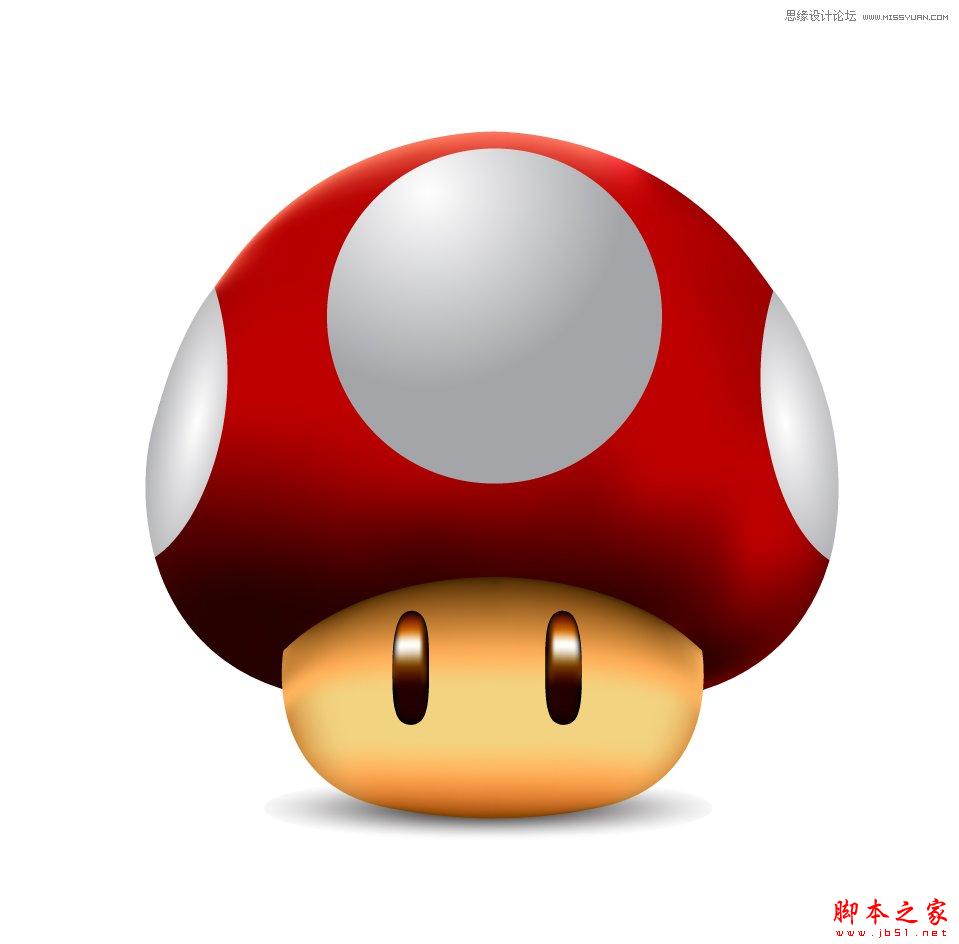 Illustrator绘制立体效果的逼真蘑菇,脚本之家