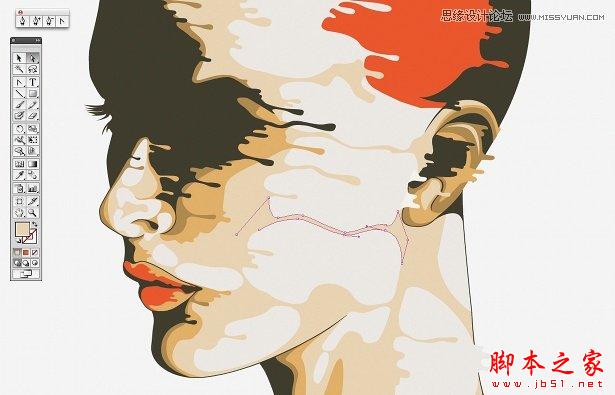 Illustrator绘制一张水滴飞溅效果的面部特效,脚本之家