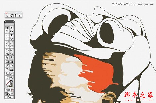 Illustrator绘制一张水滴飞溅效果的面部特效,脚本之家