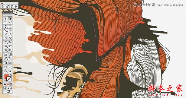 Illustrator绘制一张水滴飞溅效果的面部特效,脚本之家