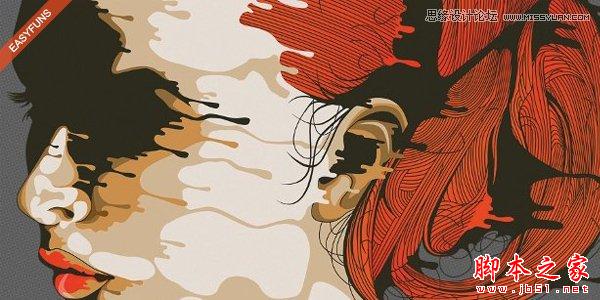 Illustrator绘制一张水滴飞溅效果的面部特效,脚本之家