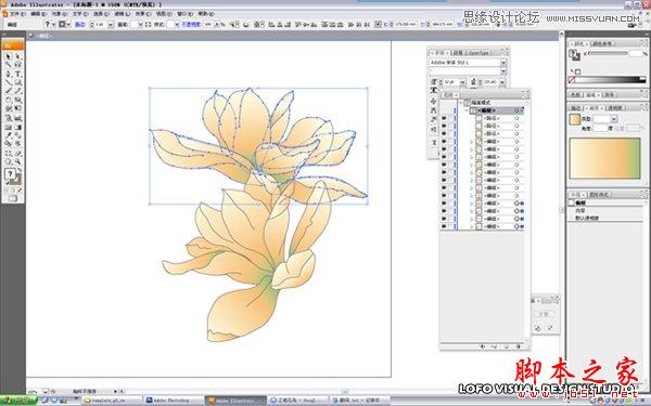 Illustrator绘制矢量风格的中国花鸟画,脚本之家