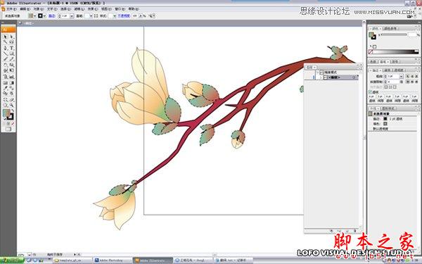 Illustrator绘制矢量风格的中国花鸟画,脚本之家