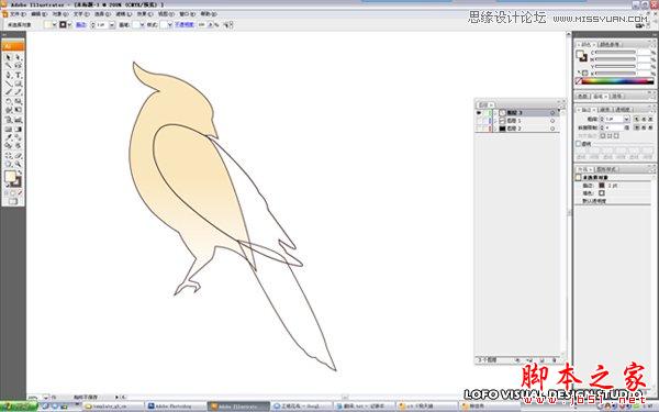 Illustrator绘制矢量风格的中国花鸟画,脚本之家