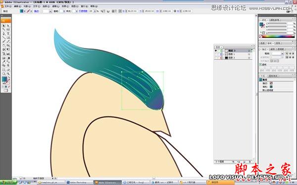 Illustrator绘制矢量风格的中国花鸟画,脚本之家