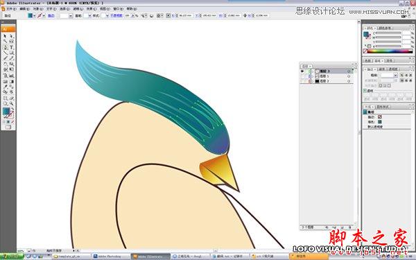 Illustrator绘制矢量风格的中国花鸟画,脚本之家