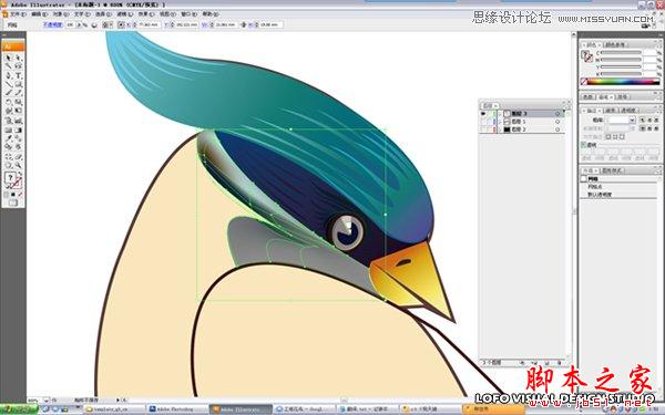 Illustrator绘制矢量风格的中国花鸟画,脚本之家