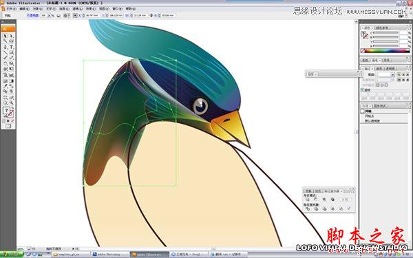 Illustrator绘制矢量风格的中国花鸟画,脚本之家