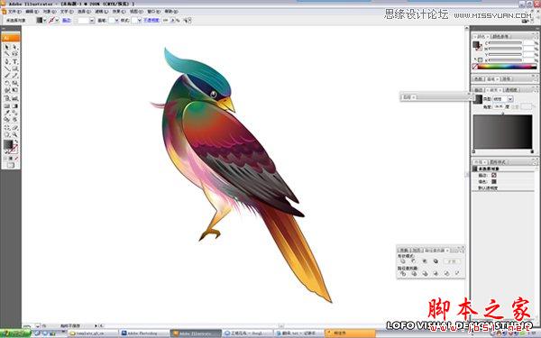 Illustrator绘制矢量风格的中国花鸟画,脚本之家