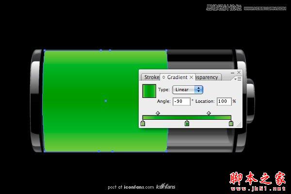 Illustrator绘制质感电池图标,脚本之家