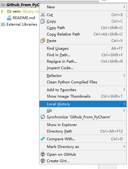 右击项目,选择“Local History”,再选择“Show History”;