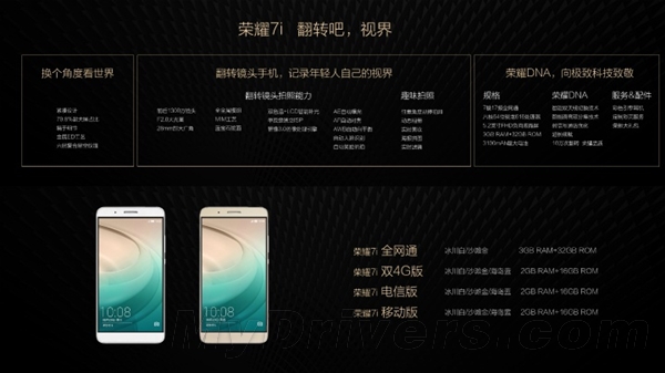 1599元起！华为荣耀7i发布：翻转摄像头+侧面指纹