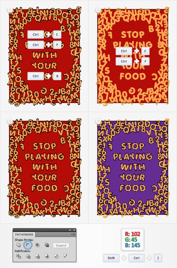 Illustrator制作意大利面艺术特效文字教程,