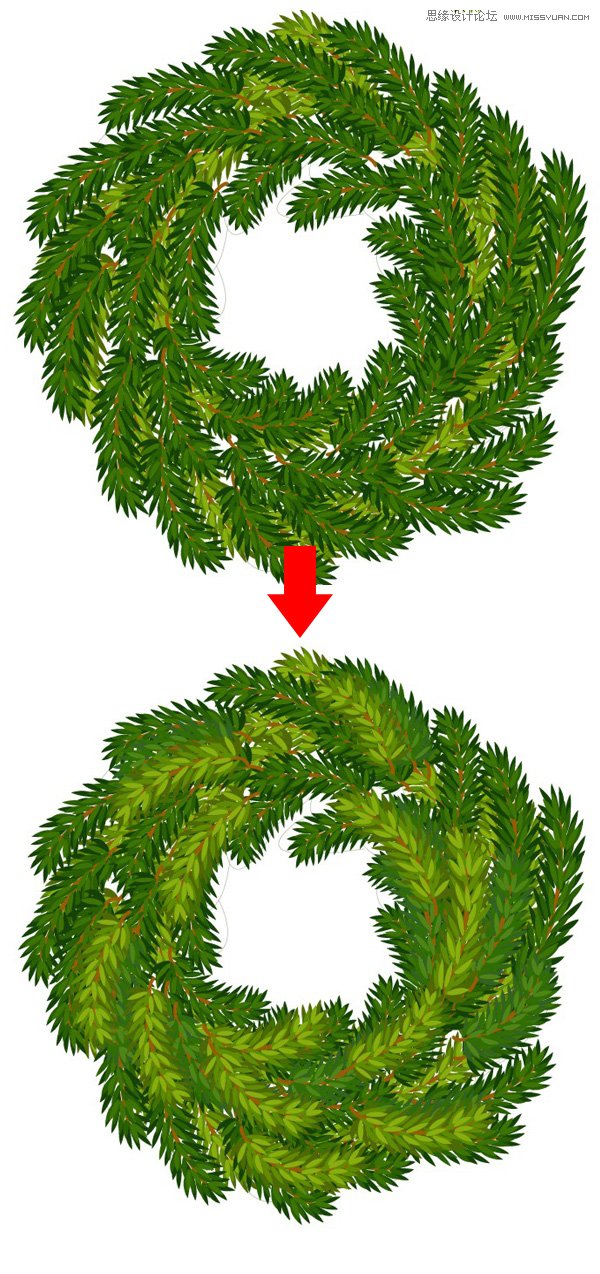 Illustrator制作一个精致的圣诞节花环